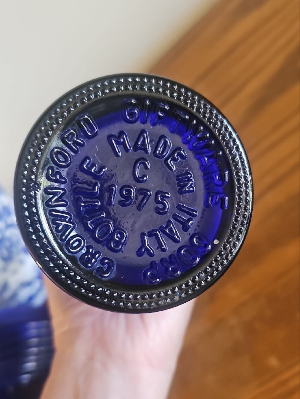 1975 Made in Italy 1 Pint Homemade Fresh Dressing Cobalt Blue Bottle Tote 8 - Picture 3 of 7